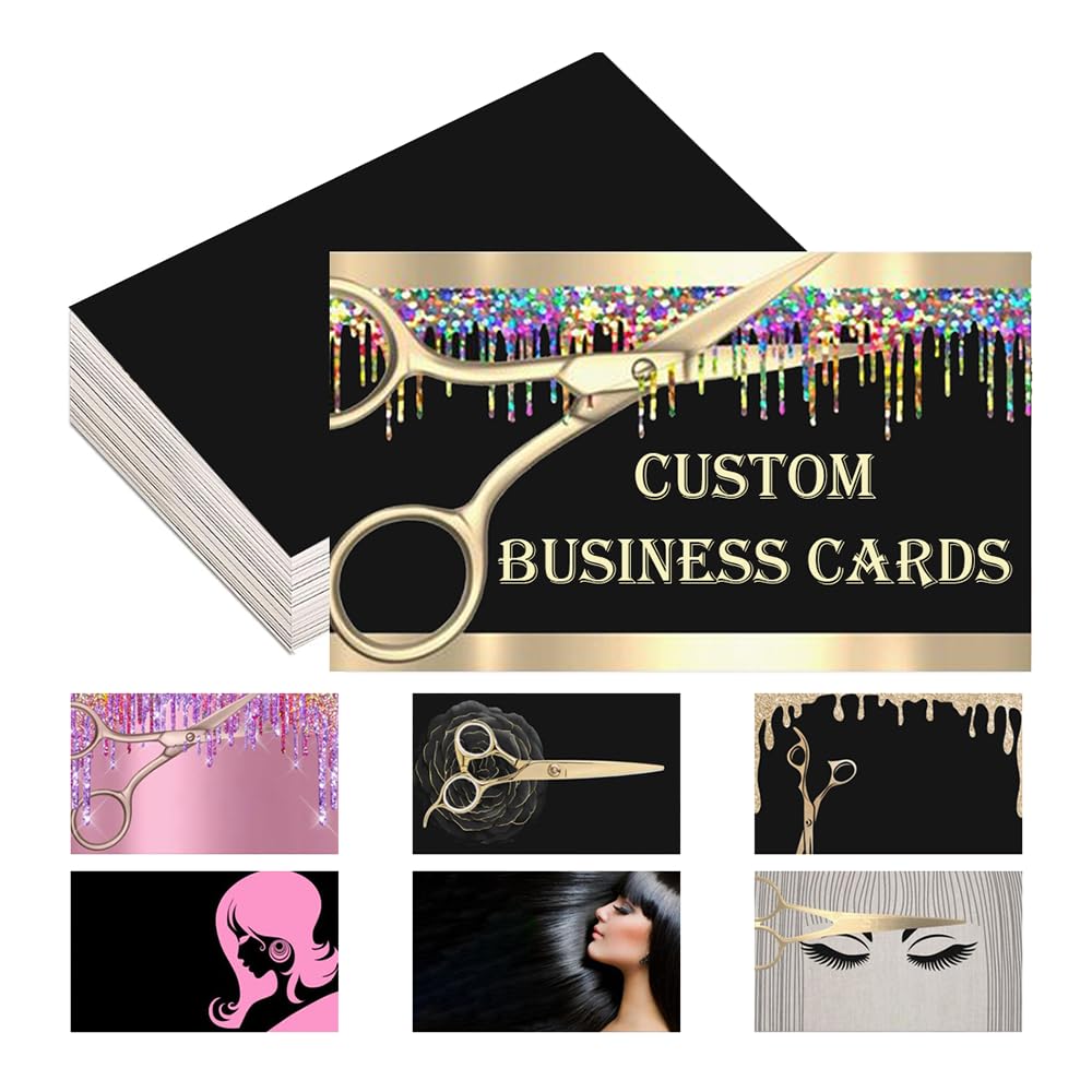 Custom Business Cards Personalized Business Cards for Small Busines 300gsm-Thick Paper Front & Back Sides Printed 3.5" x 2"-With Business Card Case