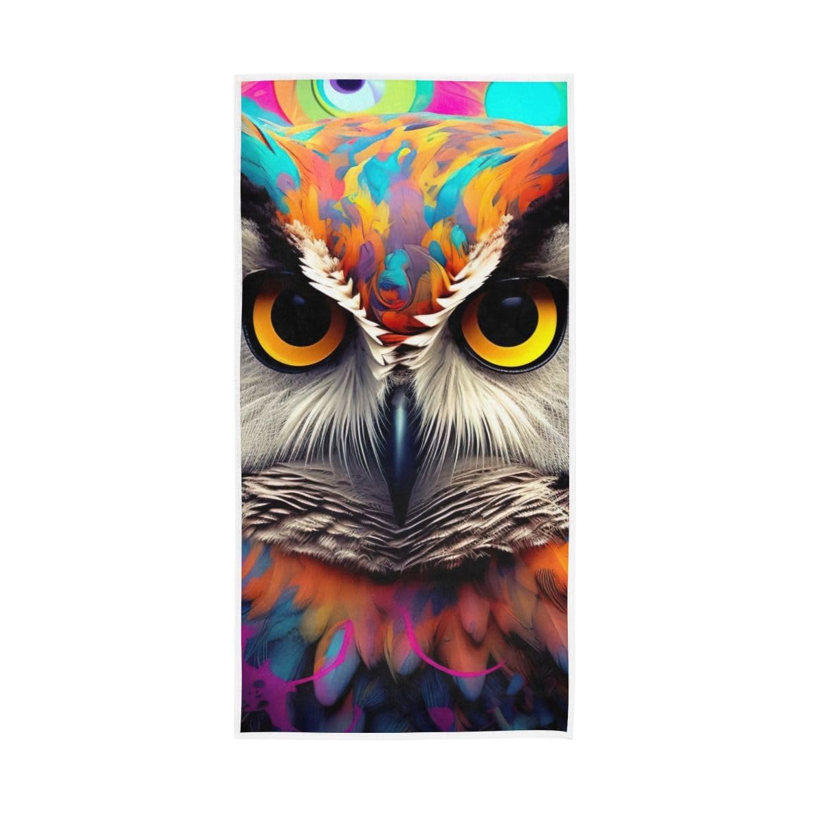 LSRCPD Colorful Owl Graffiti Hand Towel, 15 x 30 Inches, Soft Highly Absorbent Towels for Bathroom Gym Shower