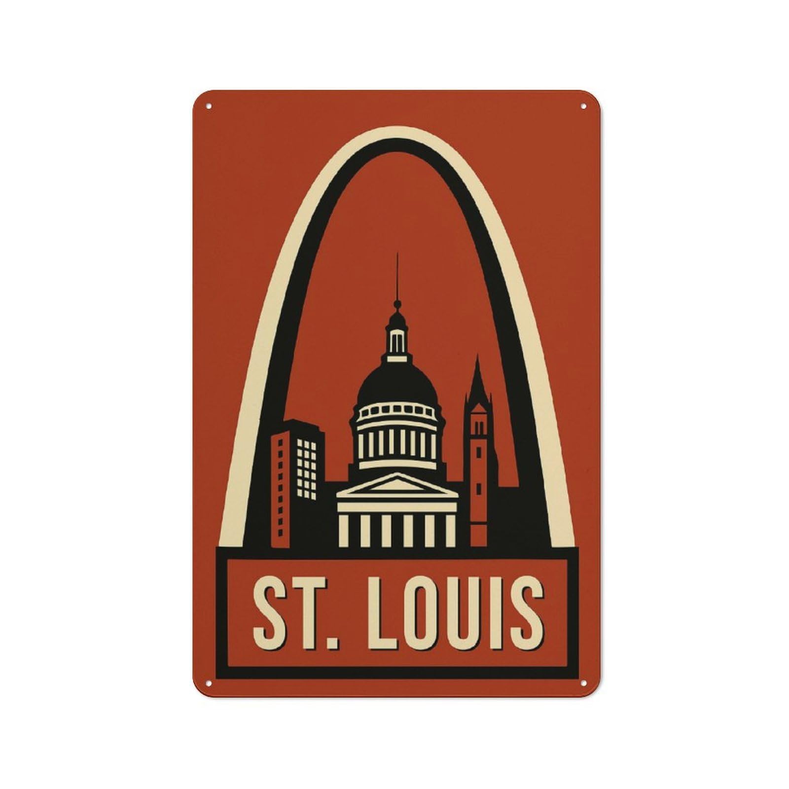 Junmoney Style 30X20cm Retro Metal Sign With St. Louis Travel For Living Room Or Hallway, For Living Room Decor Lovers Refreshing A Room In Autumn
