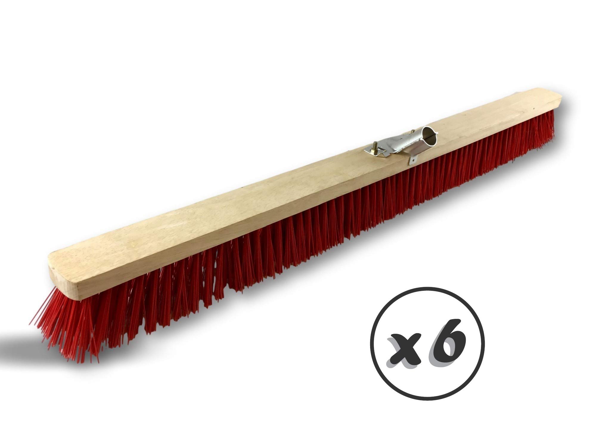 Szczotka warsztatowa typ kantonierski | Zestaw 6 | Track Outdoor | Długość 100 cm | Wypełnienie szczotką PVC czerwoną | Drewniana podeszwa | Metalowe tulejki Ø 28 mm | Bez uchwytu | Kibros 2390Bx6