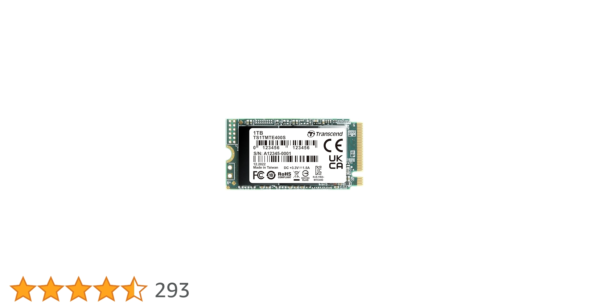 Transcend 1TB M.2 2242 PCIe Gen3x4 NVMe 3D TLC DRAM-less