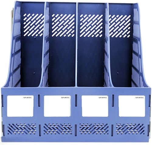 Miniatura 3 de SAYEEC Carpeta organizadora de revistas resistente para escritorio, 4 compartimentos, marcos de plástico, separadores de archivos, gabinete de