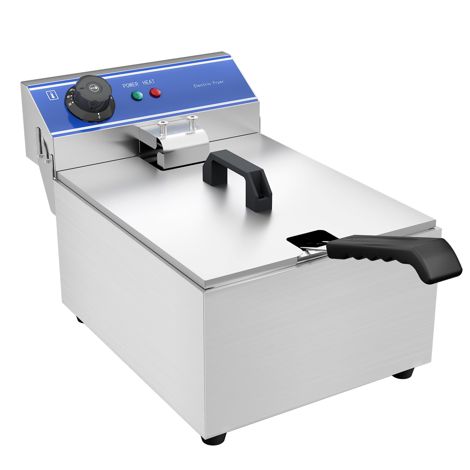 10L Profi Elektro Fritteuse Friteuse Gastro, Max Ölkapazität 6L | Elektrische Fritteuse mit Korb 3000W, Edelstahl elektrische Fritteuse mit Öl, Maximale Ölkapazität 6L, Thermostat 60–200 °C