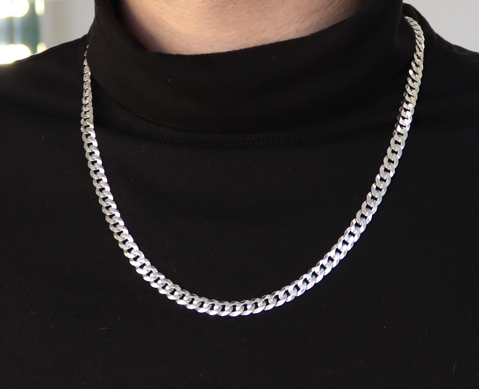 ketten für herren silber 925, 60 cm kette herren - halskette herren, panzerkette herren 925 silber, königskette- herren schmuck, italienische Qualität, Breite 6,5 mm