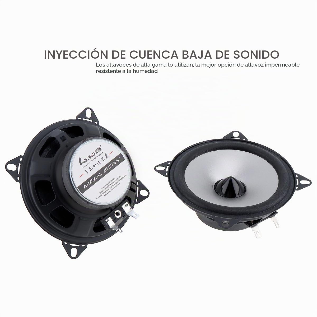 2 unidades, 4 pulgadas, 60 W, 2 vías, altavoces de alta fidelidad, para puertas de vehículo, estéreo, rango de frecuencia completo, coaxiales