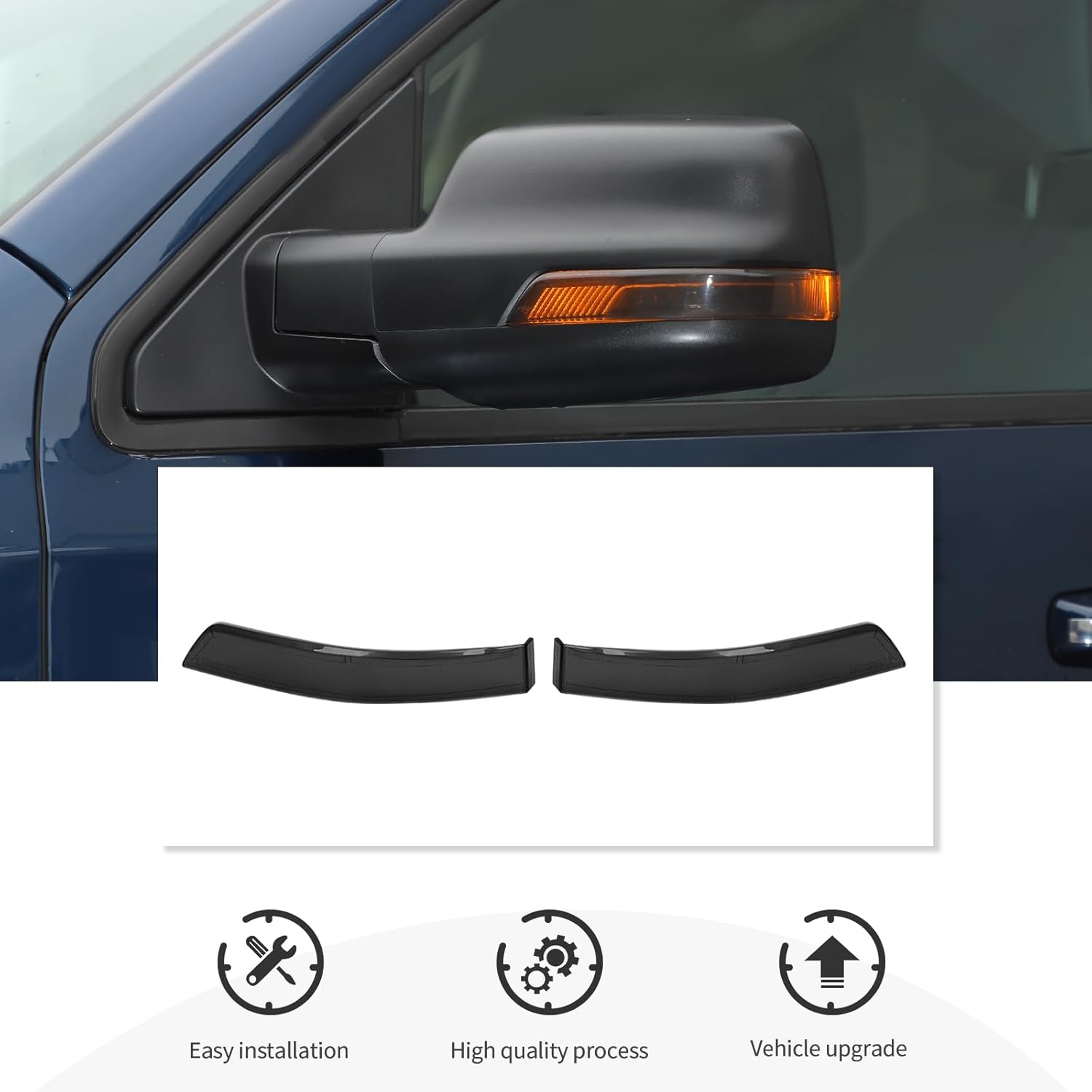 CheroCar Smoked Black Side Mirror Cover Rearview Mirror Turn Signal Trim Fit for 2018-2025 Dodge RAM Exterior Accessories