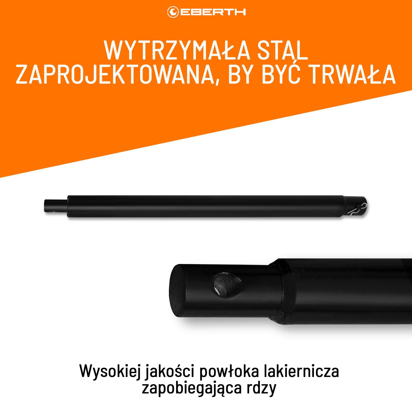 EBERTH Przedłużenie wiertła do wiertnic ziemnych, wierteł ogrodowych, stali, długość 400 mm, średnica mocowania 20 mm, lakierowane na czarno, nierdzewne, połączenie wtykowe z bolcem zabezpieczającym