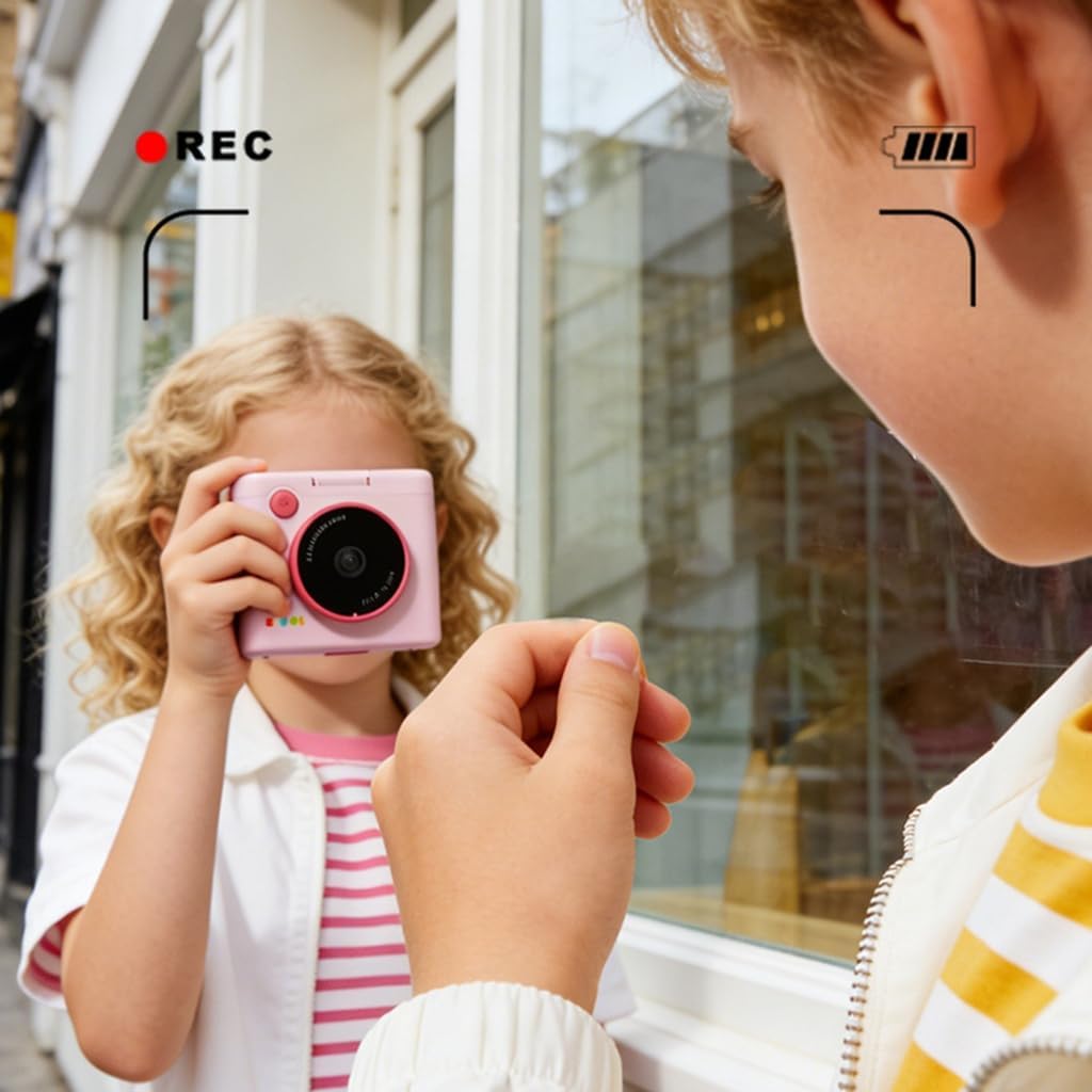 Childrens Flip Camera with 2inch Screen and Adhesive Photo Paper for Learning