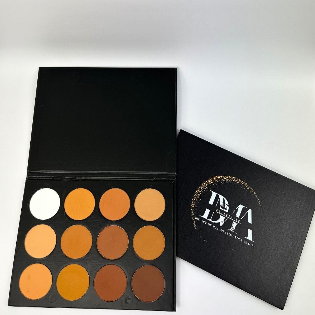 Palette de contour en poudre - contouring - HD - Mat - Vegan - 12 couleurs mat très pigmentées - longue durée pour contouring et illumination de teint