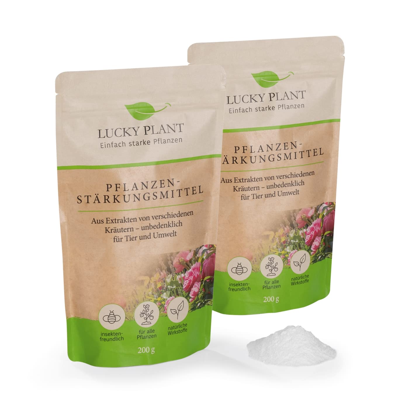 LUCKY PLANT Pflanzenstärkung 200g Pulver | Stärkeres Pflanzenwachstum & längere Blütezeit | Zimmerpflanzen, Sträucher, Rasen, Obst, Gemüse | Unbedenklich für Tier & Natur | Dünger-Alternative (2)