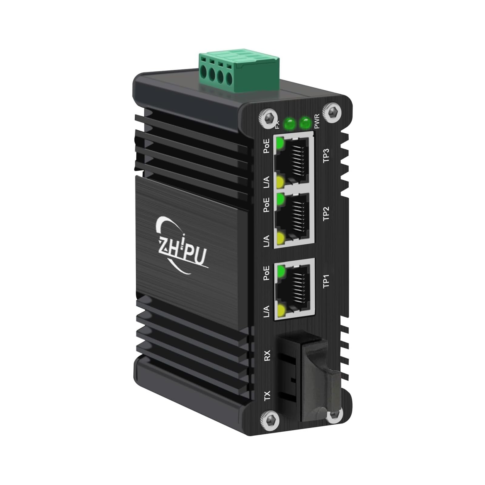 Switch PoE industriale a 3 porte da 30 W con 1 porta 1000Base-X SC, singola modalità Gigabit Dual SC 20 km, mini switch in fibra Ethernet 10/100/1000Mbps, ingresso di alimentazione IEEE 802.3af/at 12