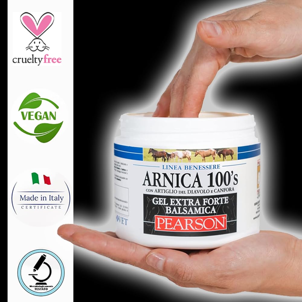 ARNICA 100'S - Arnica Per Cavalli, Gel Extraforte Balsamica Pearson [500ml]. Crema Arnica Gel Forte Con Artiglio Del Diavolo e Canfora. Pomata Defaticante e Rilassante Made in Italy
