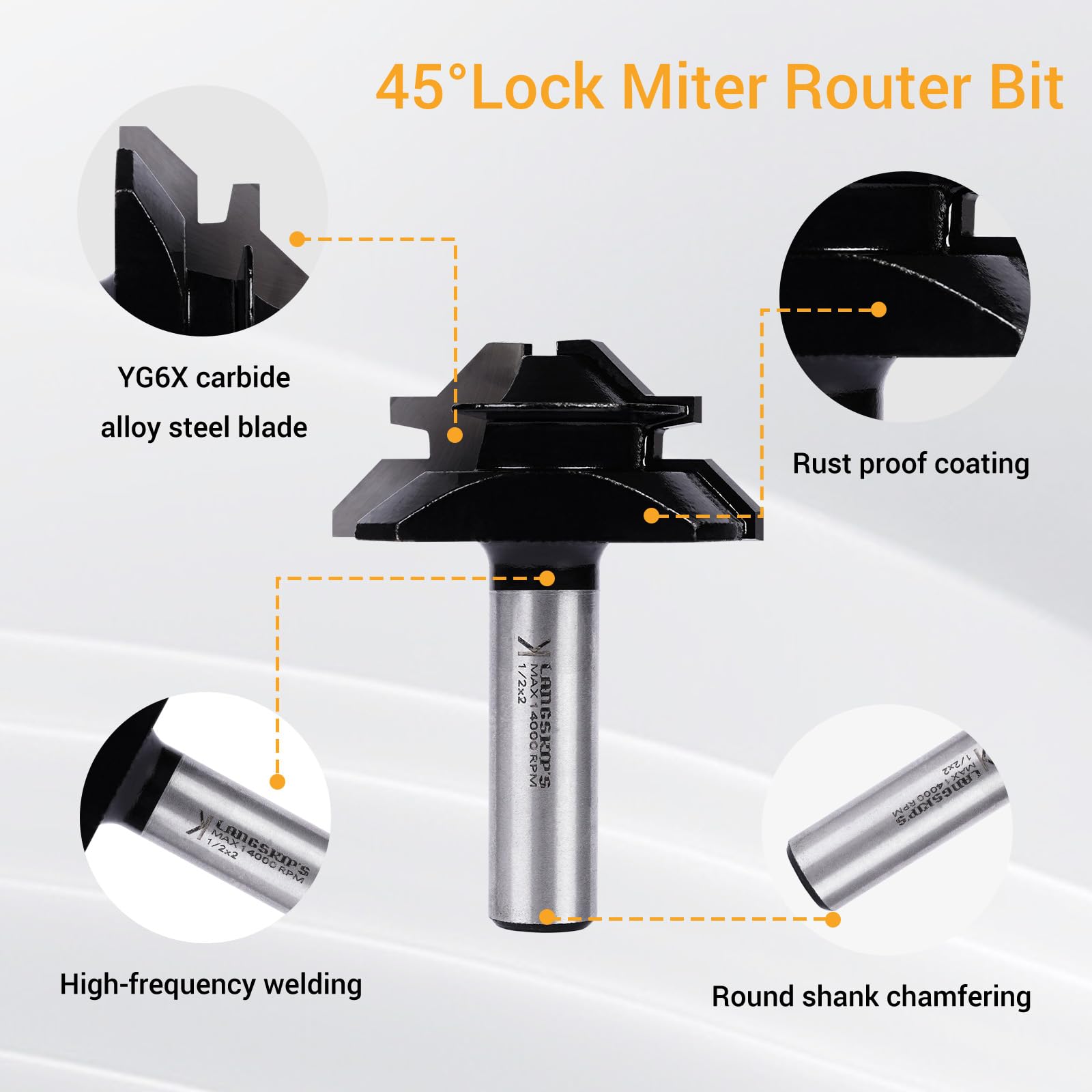 1/2 Shank 1 4 Shank 45 Degree Miter Router Bit Set Lock Miter