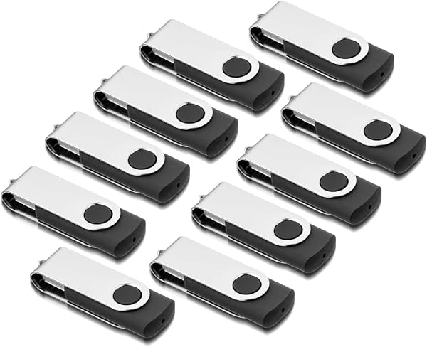 USB Sticks 8GB 10 Stück, AreTop USB 2.0 8GB 10 Stück 360 Grad USB Stick High Speed Datenspeicher Memory Stick (Schwarz) - 1