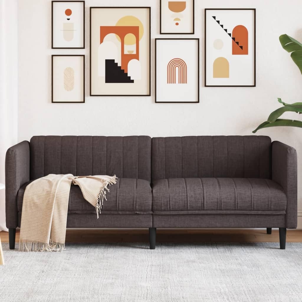 Sofa 3-osobowa, ciemnobrązowa tkanina z tapicerowaną ławką i miejscem do przechowywania, nowoczesna sofa narożna do salonu i pokoju gościnnego, komfortowy salon z oparciem i podłokietnikami