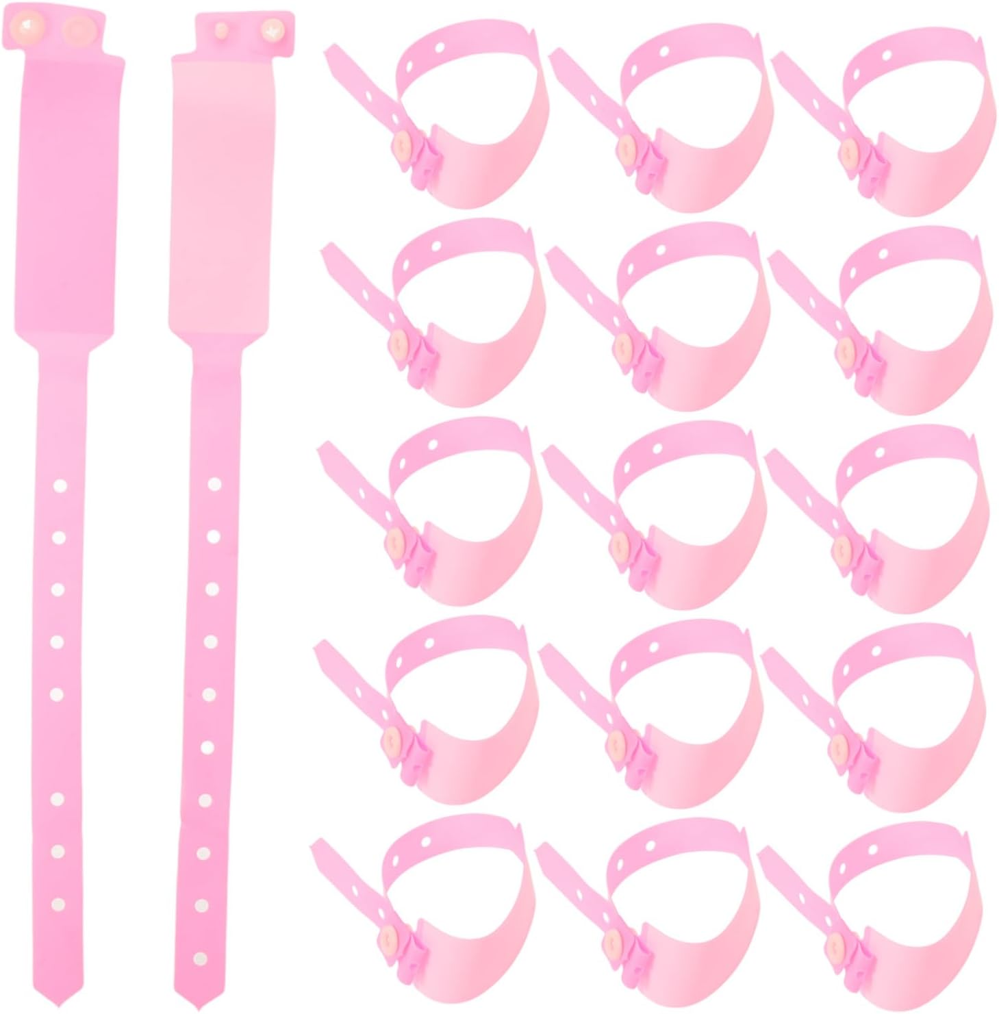 TEHAUX 100pcs Disposable Plastic Patient Wristbands Waterproof Write-on Hospital Id Bands with Snap Closure for Adult Elderly Patient Identification Pink