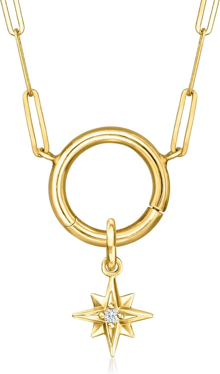 Pure Collection by Ross-Simons Diamond North Star Charm in 14kt Yellow Gold