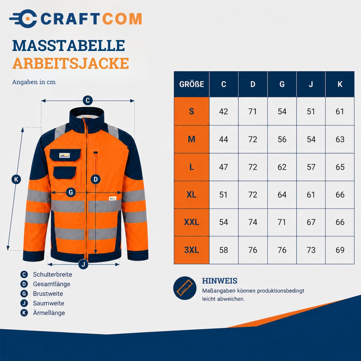 Generisch CraftGear Arbeitsjacke Herren Herbst - Reflektierende Jacke Arbeitskleidung Arbeitsjacke Männer Warnschutzjacke