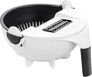 Affettatrice Verdure Con Cestello Scarico Tagliaverdure Rotante Mandolina Grattugia Verdure Verdura Spiralizer Cutter Cucina Multiuso Julienne Grattugia Per Frutta, Pomodori, Cipolle, Patate, Carote