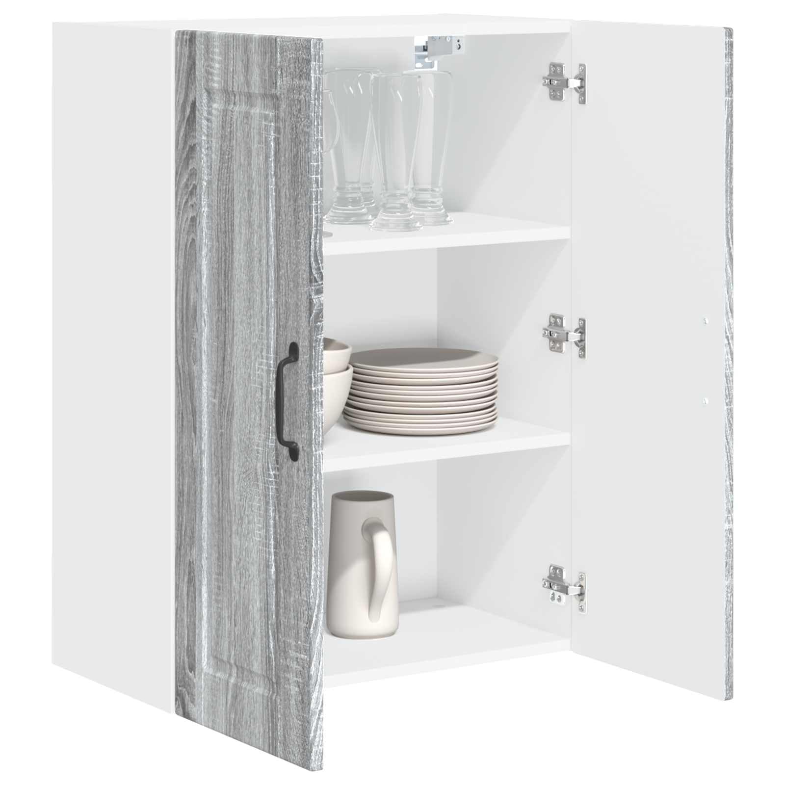 Vidaxl Grey Sonoma Wall Cabinet Porto 60 X 31 X 80 Cm Engineered Wood