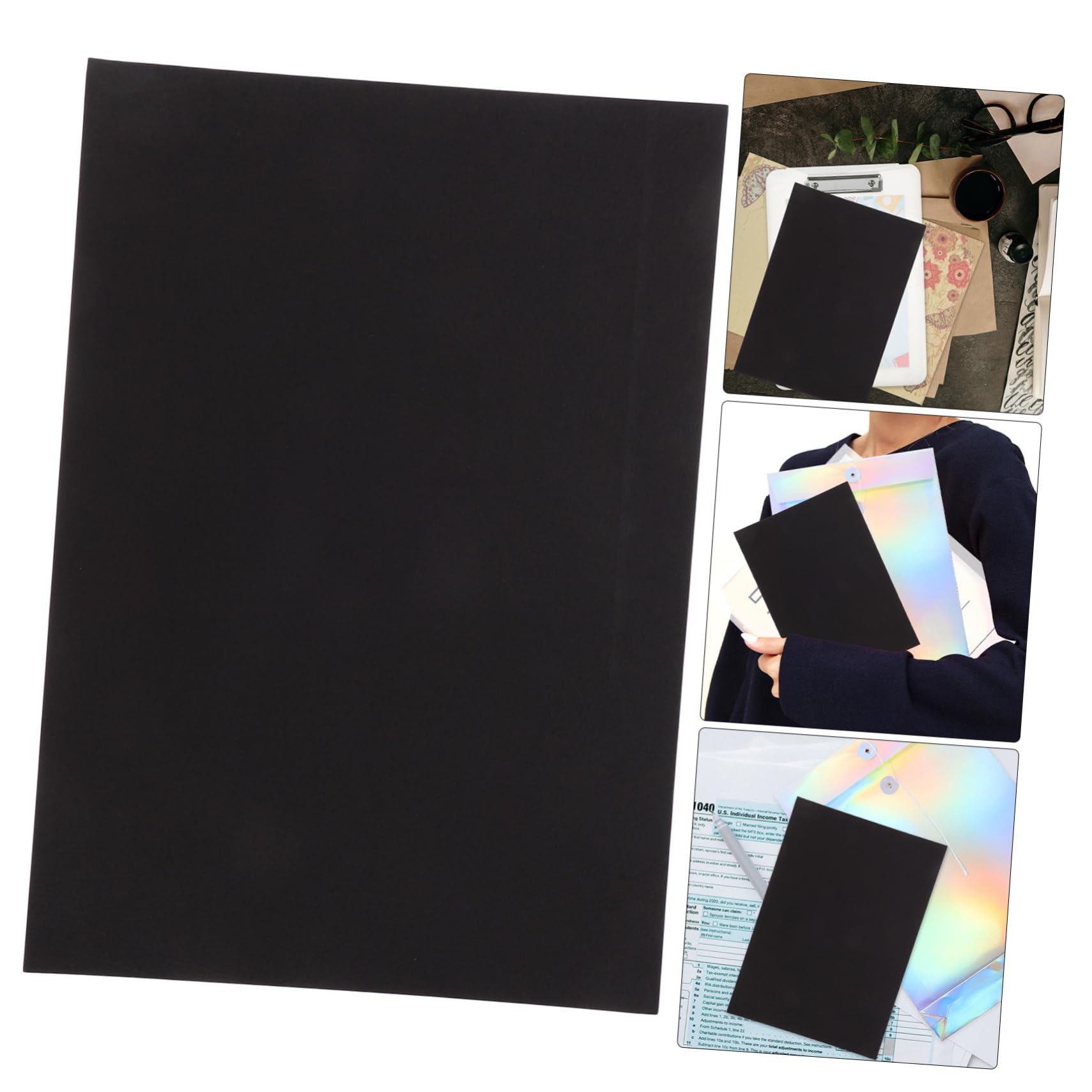 NUOBESTY Künstlermappe A4 Bucheinband aus Papier 100 Blatt Schwarze Hülle für Schulbücher Büro und Selbstgemacht Projekte Vielseitig Einsetzbar