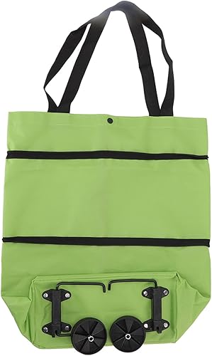 Miniatura 7 de Bolsa de carrito plegable, tela Oxford plegable fácil, carrito de compras de gran capacidad, diseño de cremallera, buen almacenamiento con ruedas