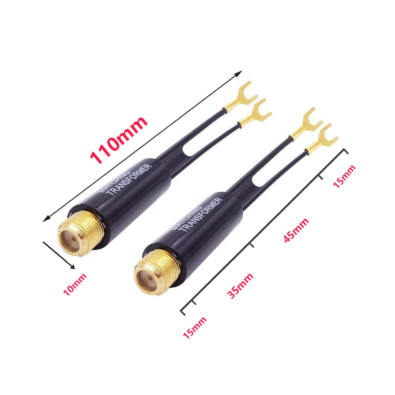 Adaptateur 75 Ohm à 300 Ohm Transformateur d'antenne UHF VHF FM F Femelle for antenne coaxiale TV radio RF(Gold x 5PCS)