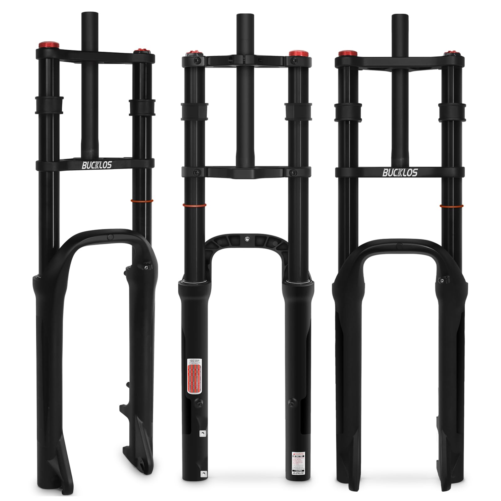 AEYINO E-Bike MTB 26 inch x 4.0 Fat Tire Bike Suspension Air Fork Double Shoulder, 1 1/8 Straight Tube QR 9 x 135mm Manual Lockout 180mm Travel Bicycle Front Forks for Beach Snow Ebike