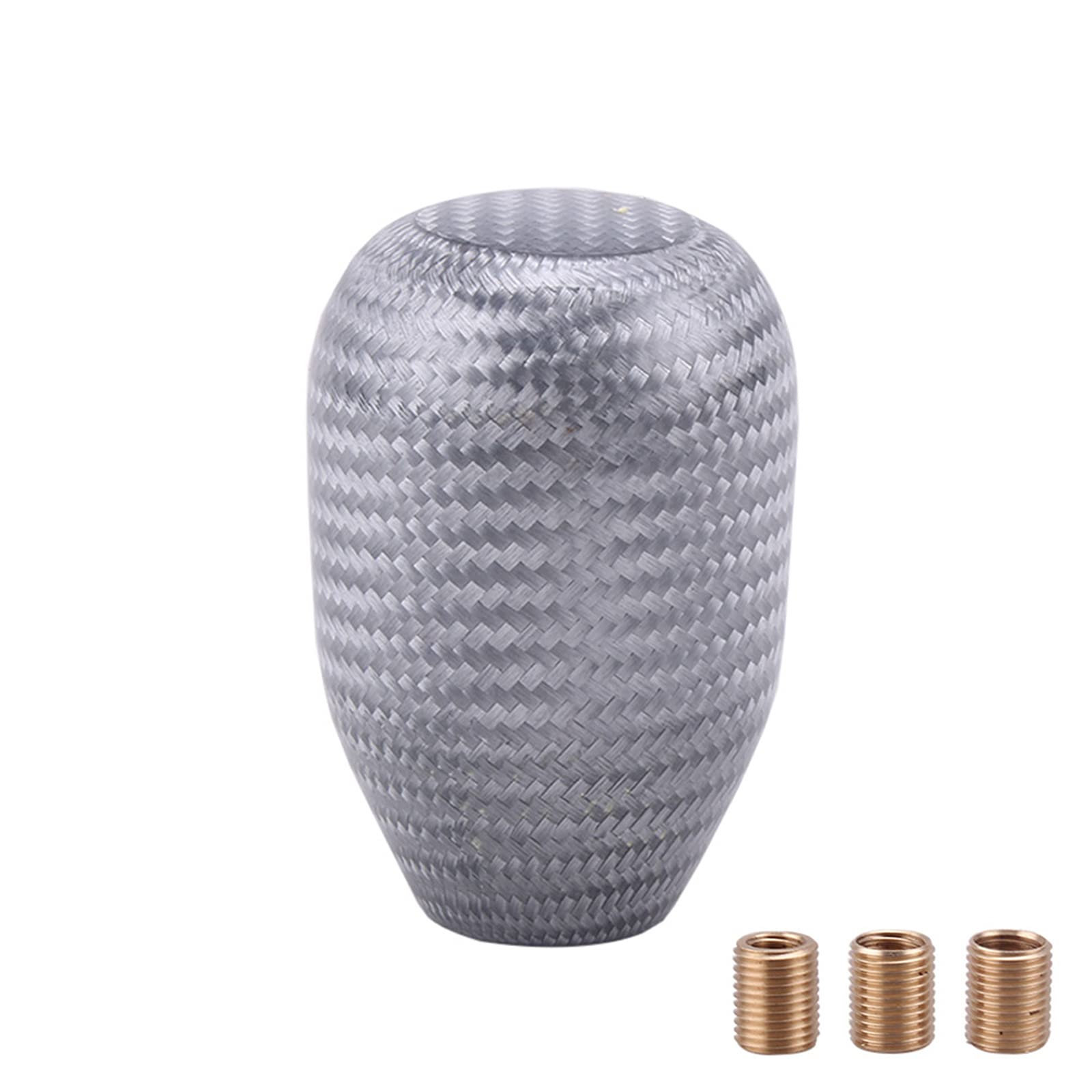 muge racing Carbon Fiber Shift Knob Gear Shifter Knobs with 3 Adapter Most Car Decorations Classic,Sliver-Short