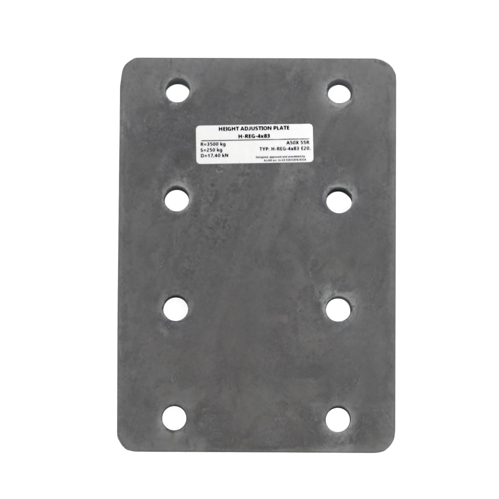 XIMPLIO Universelle Adapterplatte zur Höhenverstellung 4x83+4xM12 der Anhängerkupplung für 4-Loch 83x56 mm AHK-Bock Flanschkugeln. verzinkt (mit 4xM12 Schraubenset)