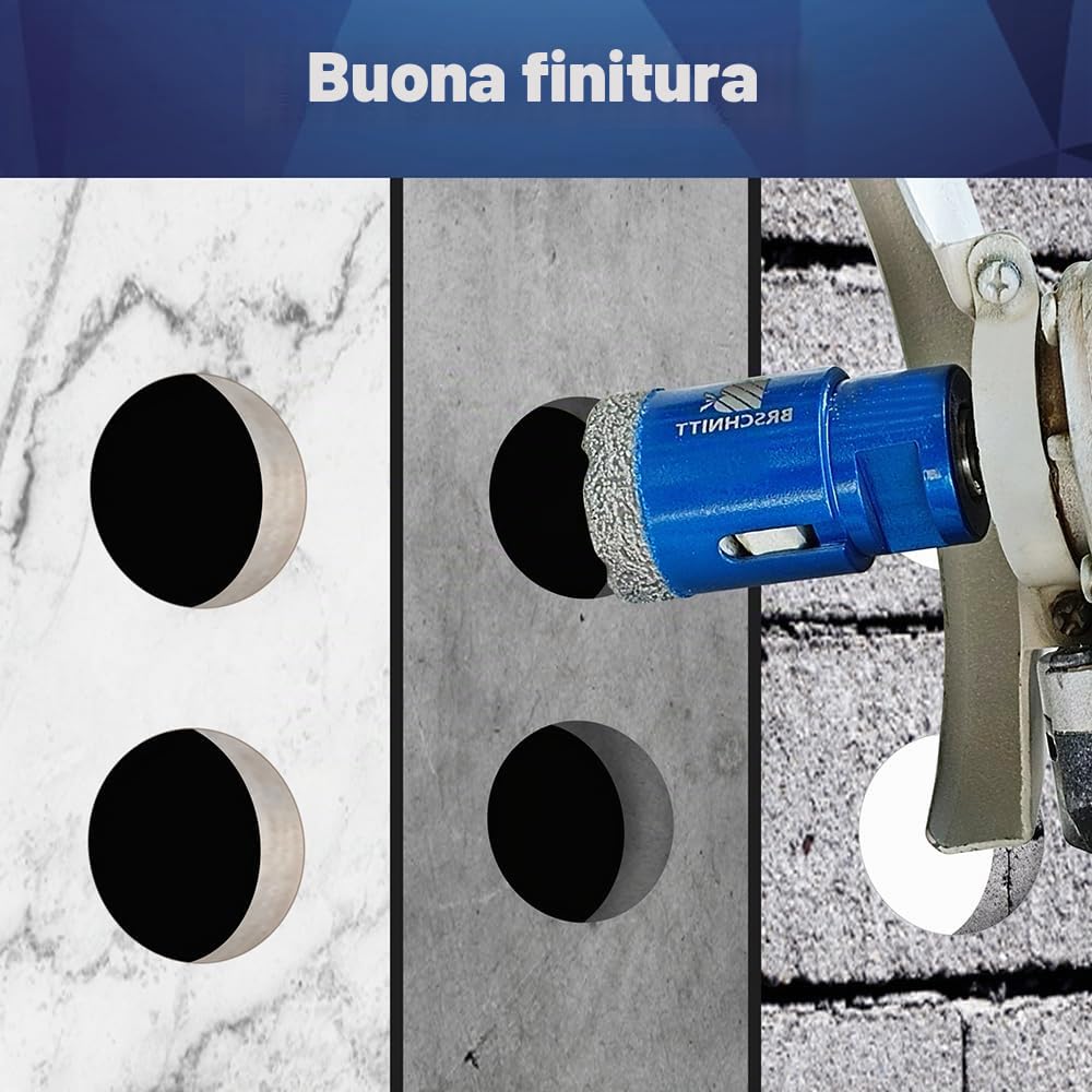 Punta per Trapano Diamantata Set - Frese diamantate 6/8/10/20/35mm+35mm Versatile Fresa Diamantata fresa diamantata per Porcellana Granito Piastrella Marmo Taglio a Secco