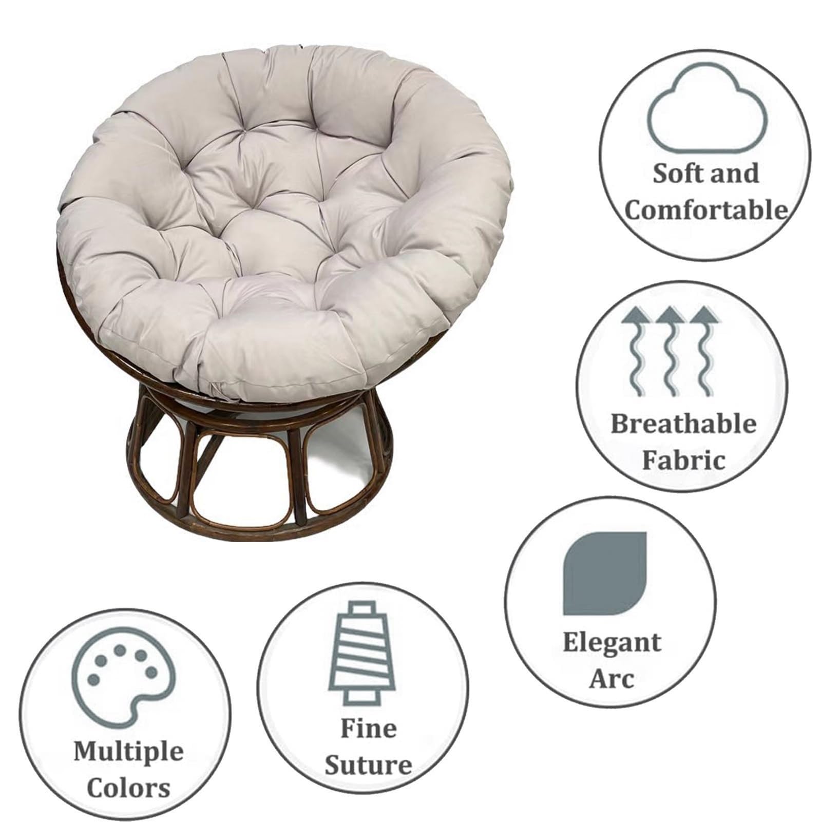 Duże okrągłe poduszki na krzesło, wodoodporne, do hamaka, składana sofa ogrodowa, huśtawka lub patio (żółty, ORDINARY35I)