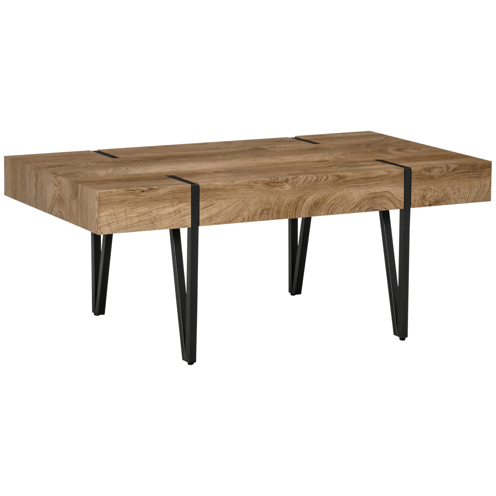 HOMCOM Couchtisch im Industrie-Design, 105 x 60 x 42 cm, MDF/Metall (Naturholz-Look)