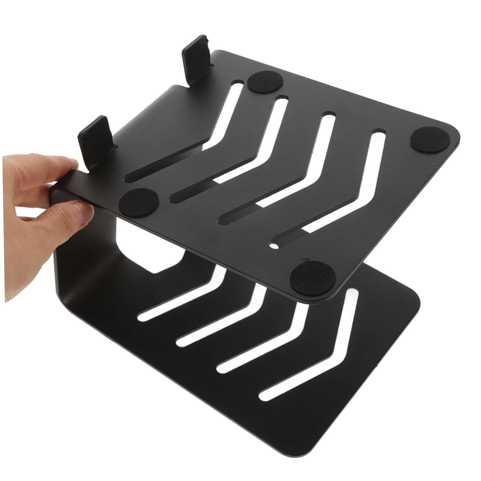 VICASKY Support de Haut-Parleur de Bureau en Acier Noir, Rehausseur Audio | Enceintes et Matériel Audio, Usage Bureau Gaming et Bibliothèque, Rangement Gestion des Câbles