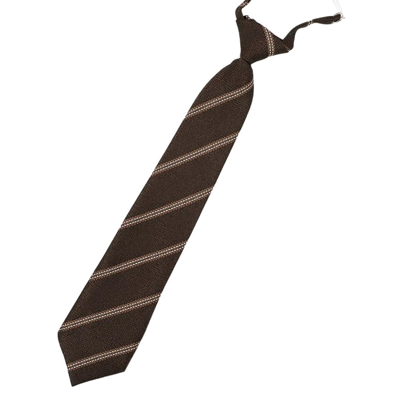 Meaktsmi Men's Dark Champagne Jk Vintage Brown Checkered Striped Pre-Tied Neck Tie Korean Japanese College Bowtie School Uniform Necktie Cravat Tie