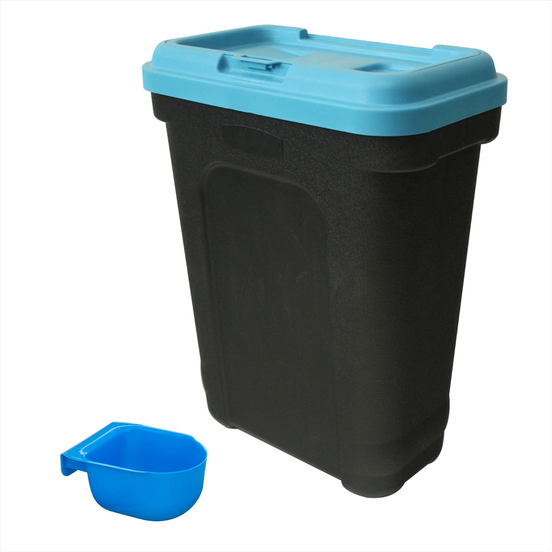 Kct Blue Dry Pet Food Storage Container With Integrated Scoop - Dog Cat Animal Feed Bin Box - 30 Litre/ 15Kg