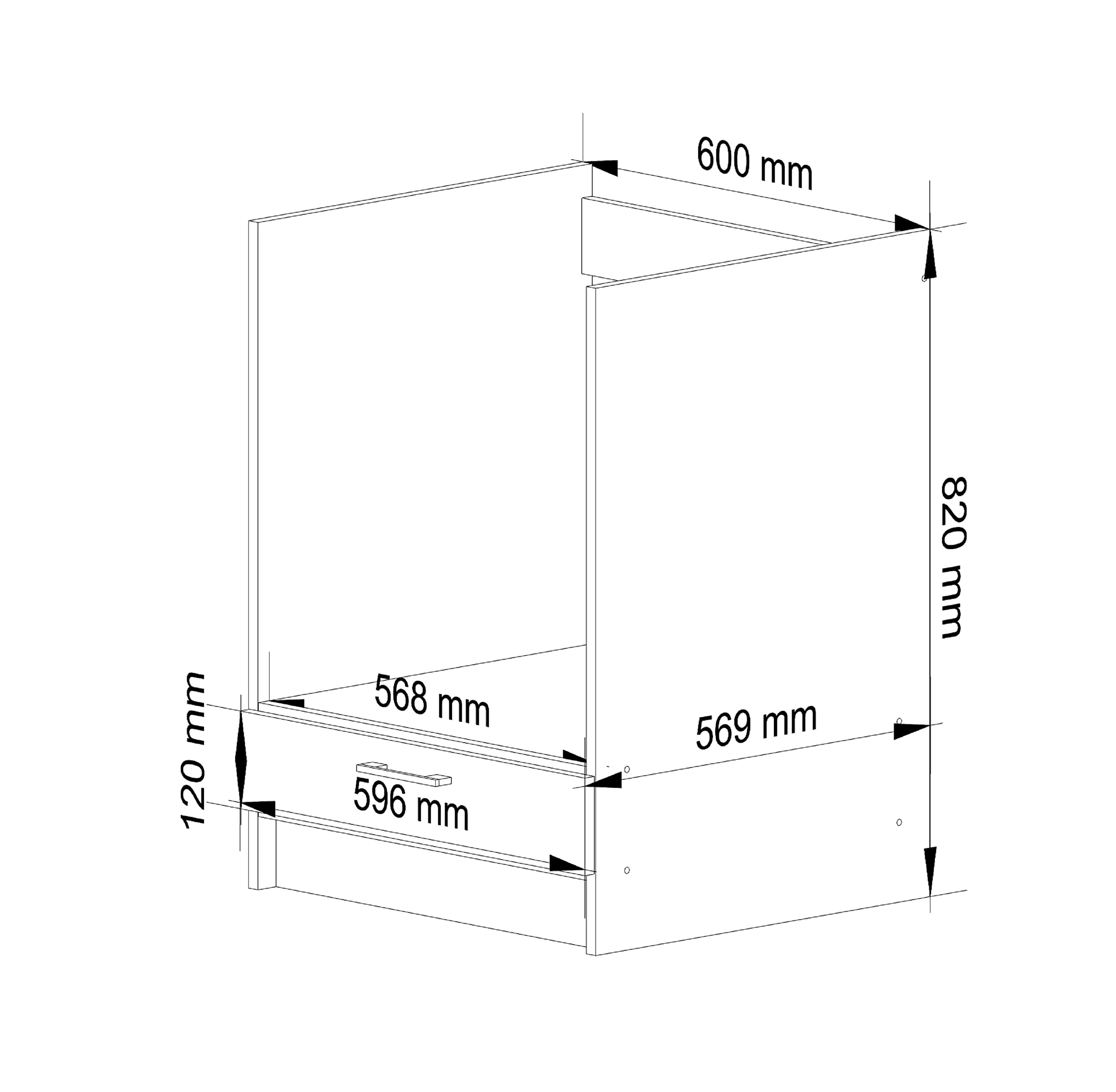 AKORD Herdumbauschrank Ofenschrank OLIWIA S60 60 cm | mit 1 Tür | Küchenschränke | Für kleine Küche | Für eine Küchenzeile | Als Teil eines Sets | B60 x H82 x T55 cm | 20,70 kg | Weiß & Graphitgrau