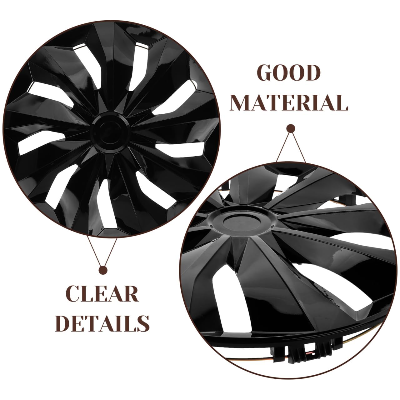 ULTECHNOVO Enjoliveurs Noirs 15 Pouces À Clipser Couvre-Jante De Roue Compatible Universel pour Voiture SUV Van Installation sans Outils Protection Durable