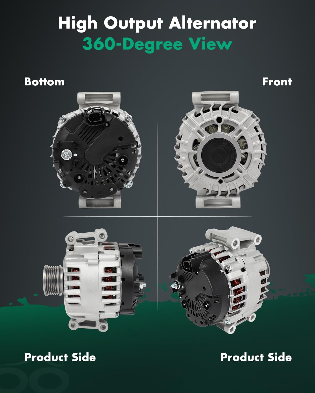 SCITOO Alternator Fits for Audi A3 2.0L 2008-2013, for A3 Quattro 2.0L 2009-2013,for Volkswagen CC 2.0L 2009-2017,for Volkswagen for Tiguan 2.0L 2009-2017 12V 150Amp CW 6 Groove Pulley 06B903015AB