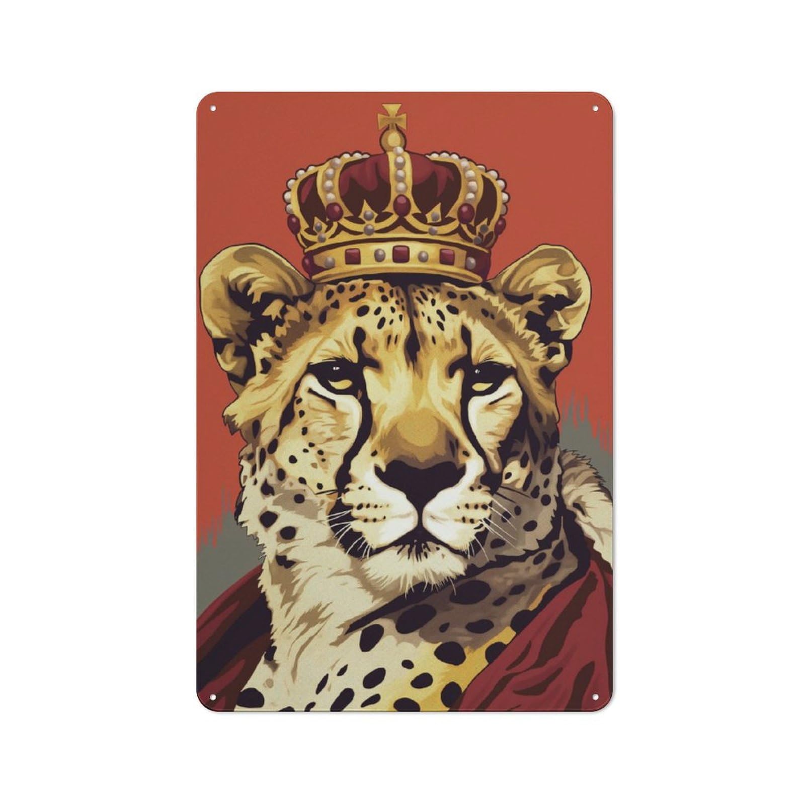 Classic Royalty Cheetah Tin Sign 30x20cm, Classic Pub Decor for Cafe, Pub, Workshop Or Home Bar, Small Accent for Blank Walls