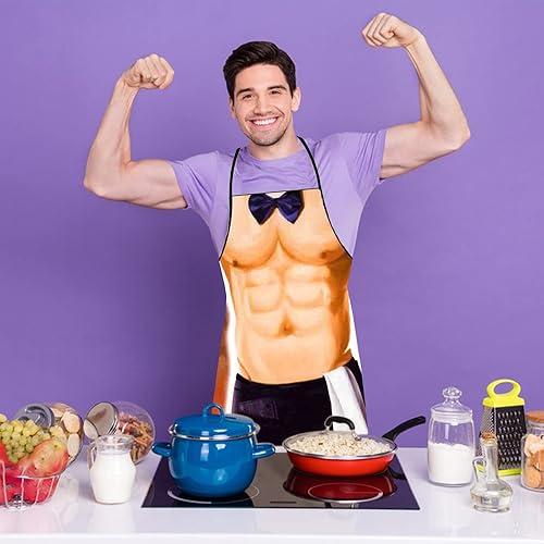 Miniatura 5 de Delantal creativo de personalidad divertida Delantal muscular para hombre, serie de bikini, delantal de dibujos animados, delantal de poliéster para