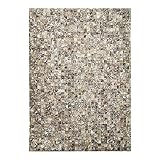 Tapis en cuir recyclé éclats argentés marron 160x230