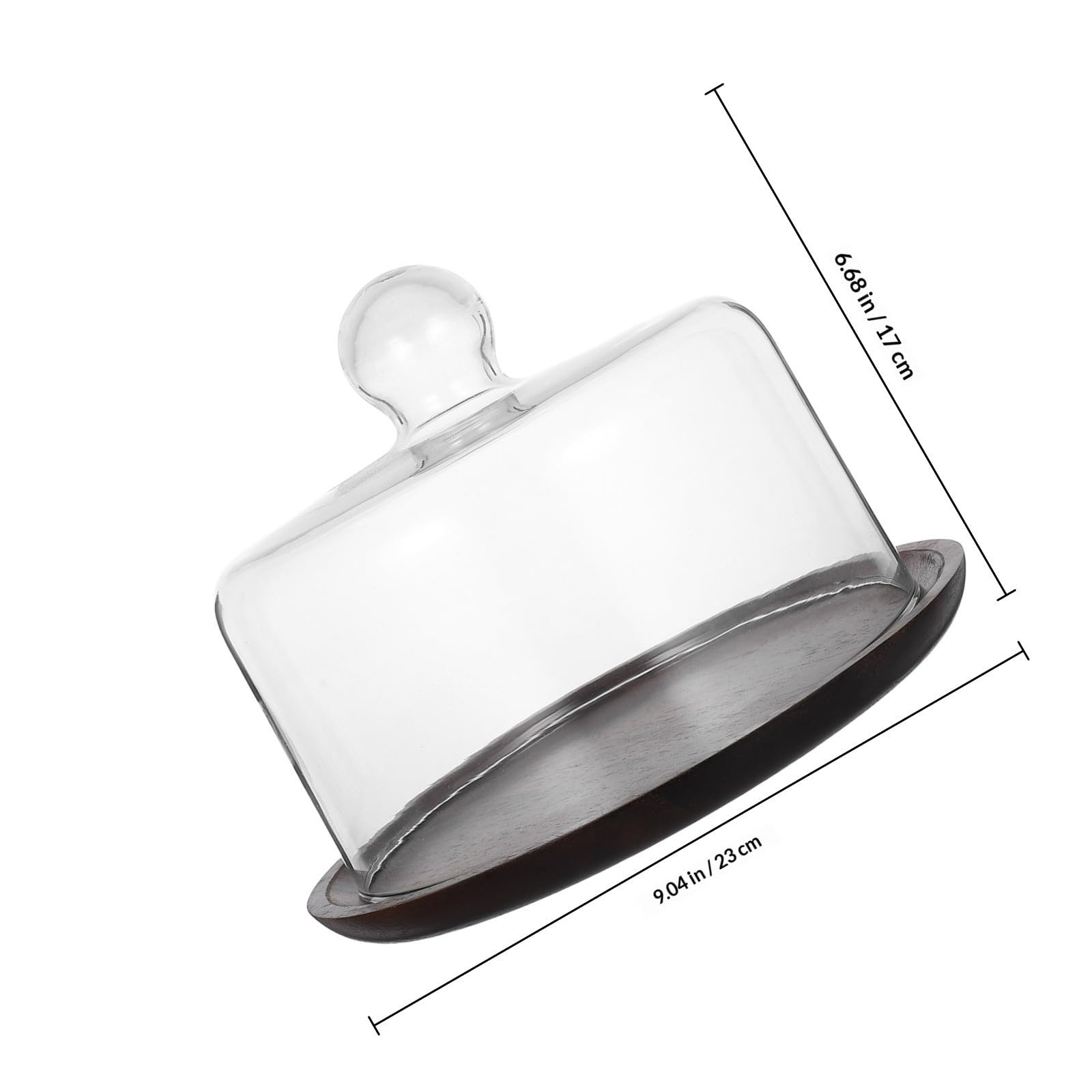 Zerodeko Bandeja para Pasteles con Cúpula de Vidrio y Base de Madera, Diseño Elegante, Portátil y Versátil para Exhibición de Postres en Fiestas