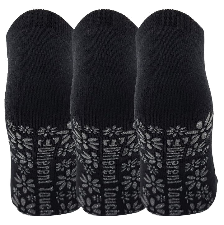 Image of Different Touch Unisex Non-Slip Yoga Socks Pilates Ballet Barre Cushion Socks with Grips 3 Pairs