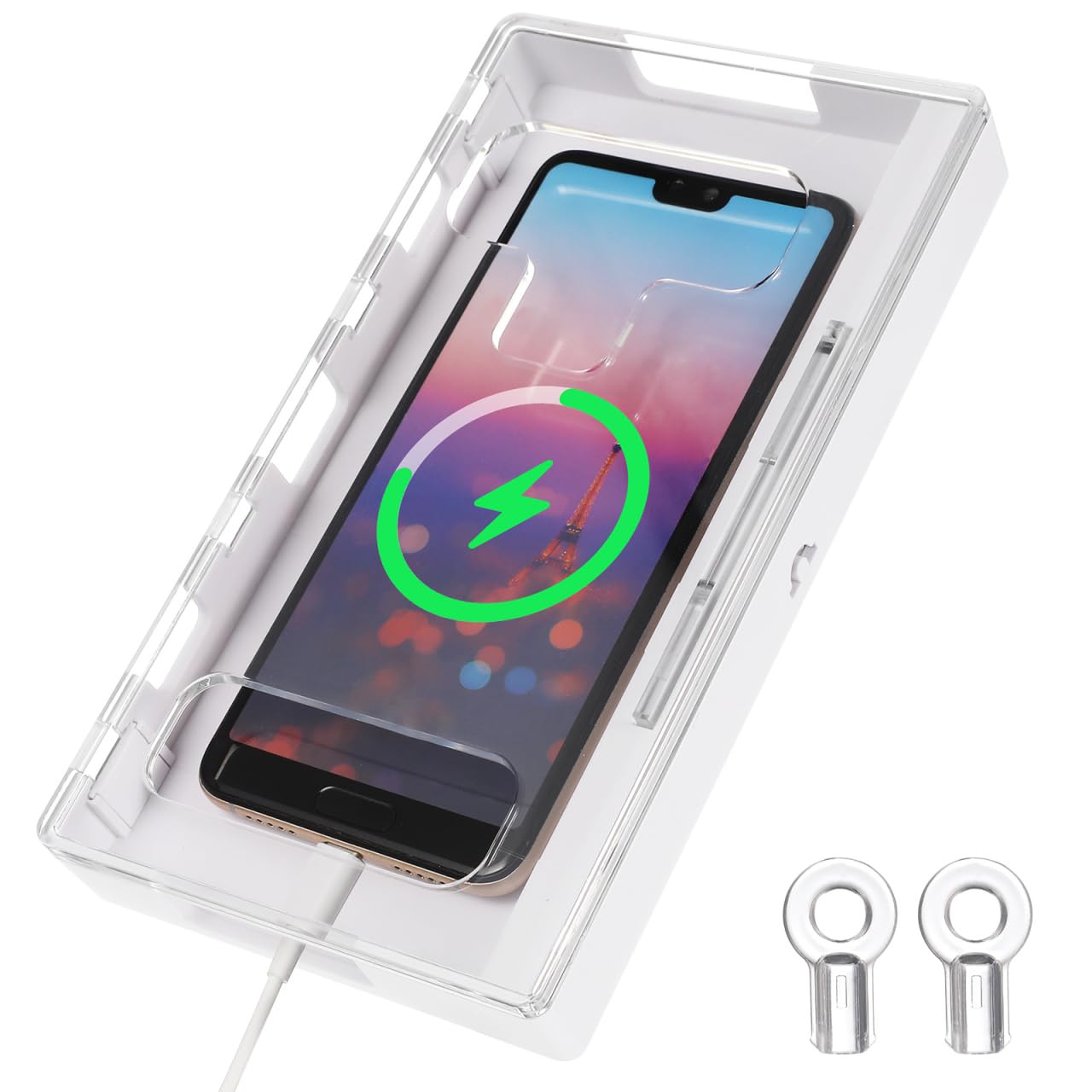 jojofuny Transparent Phone Lock Box with Keys, Mobile Cell Storage Container for Classroom Students, Portable Smartphone Jail Case, ABS PC Shell, 19x10x2.5cm