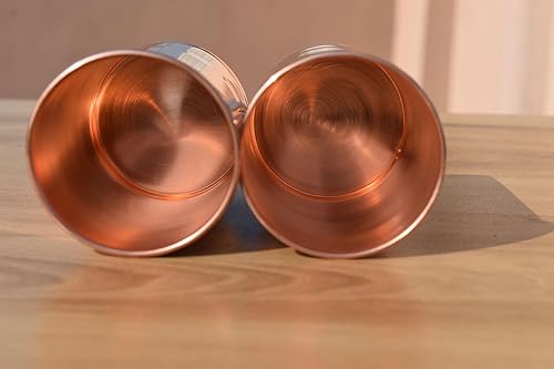 Miniatura 3 de HEALTHANDWEALTH Vasos de cobre para beber  Ayurvedic Health Pure Copper Tumblers  Juego de 2 piezas  11.8 fl oz (11.8 onzas líquidas)