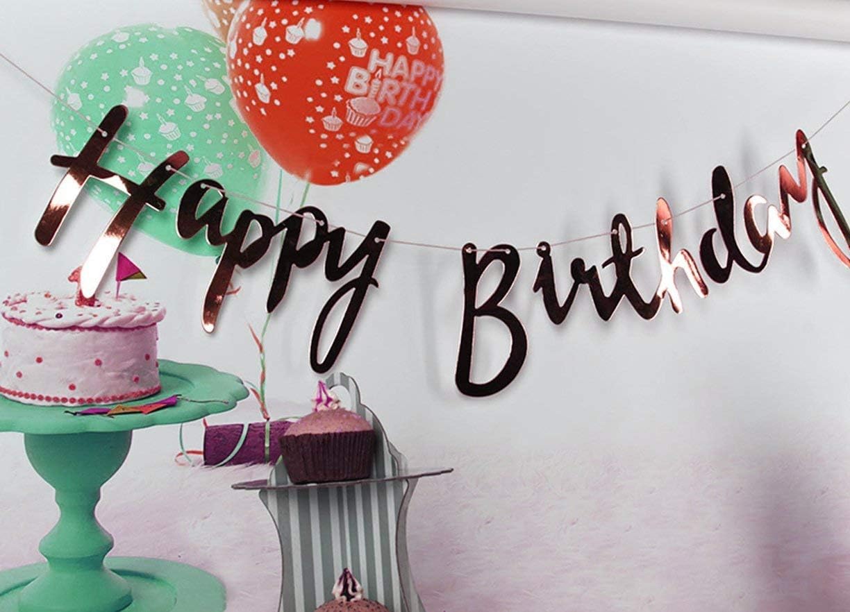 Jindal Party Products Exclusive Happy Birthday Banner Birthday Party || Birthday Party Decoration (RoseGold)