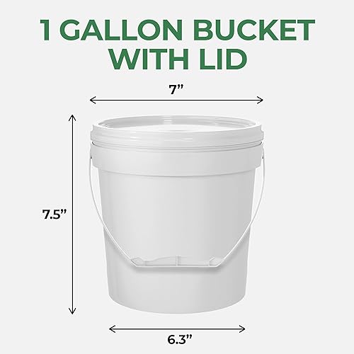 Miniatura 7 de Contenedor de cubo blanco de 3.5 galones con tapa, grado alimenticio, resistente, extra duradero, asas de metal con agarre de plástico para un fácil