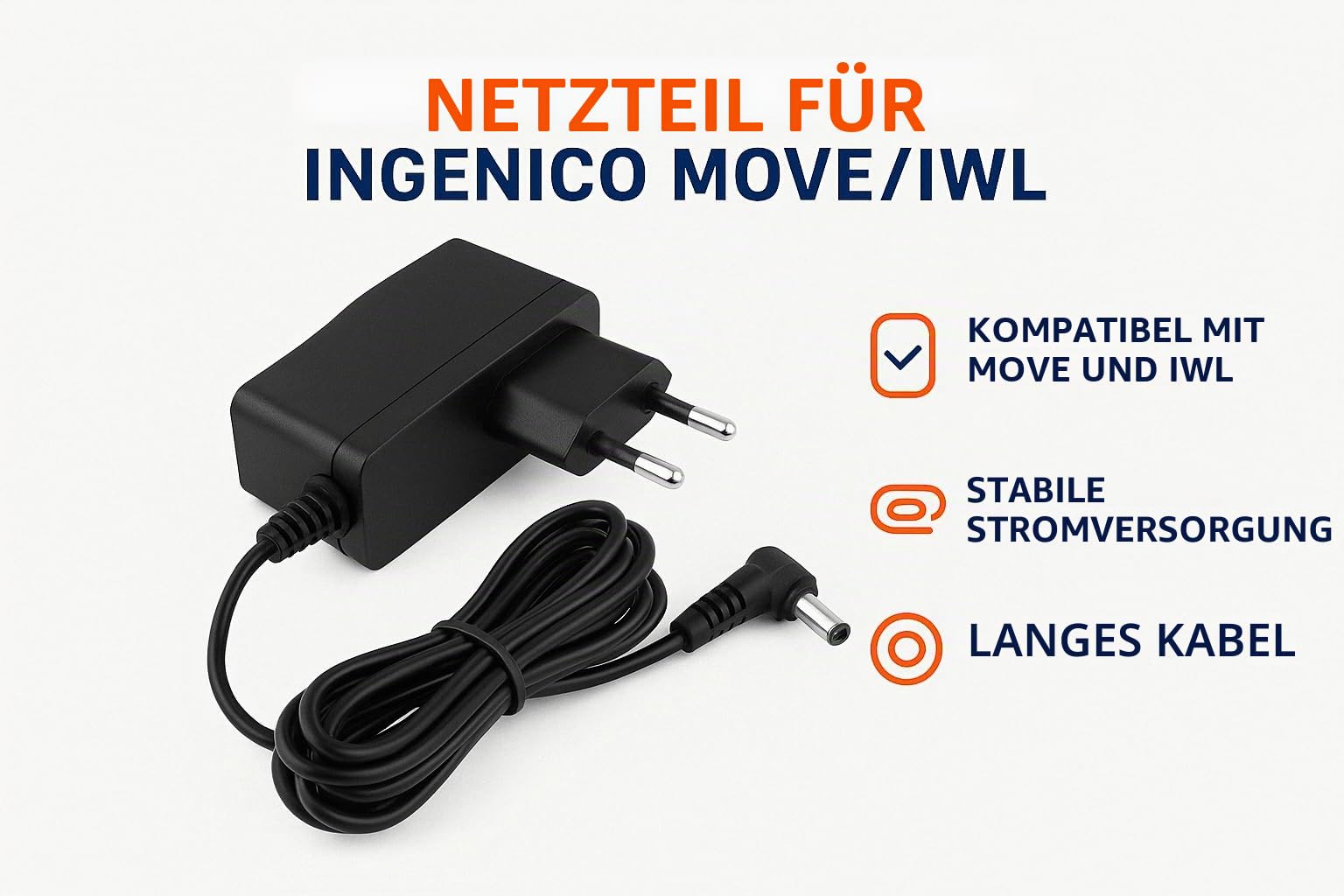 Netzteil kompatibel mit Ingenico Move 5000, Move 3500, IWL220, IWL221, IWL222, IWL250, IWL251 und IWL252 – Ladegerät für EC-Terminal und Kartenlesegerät