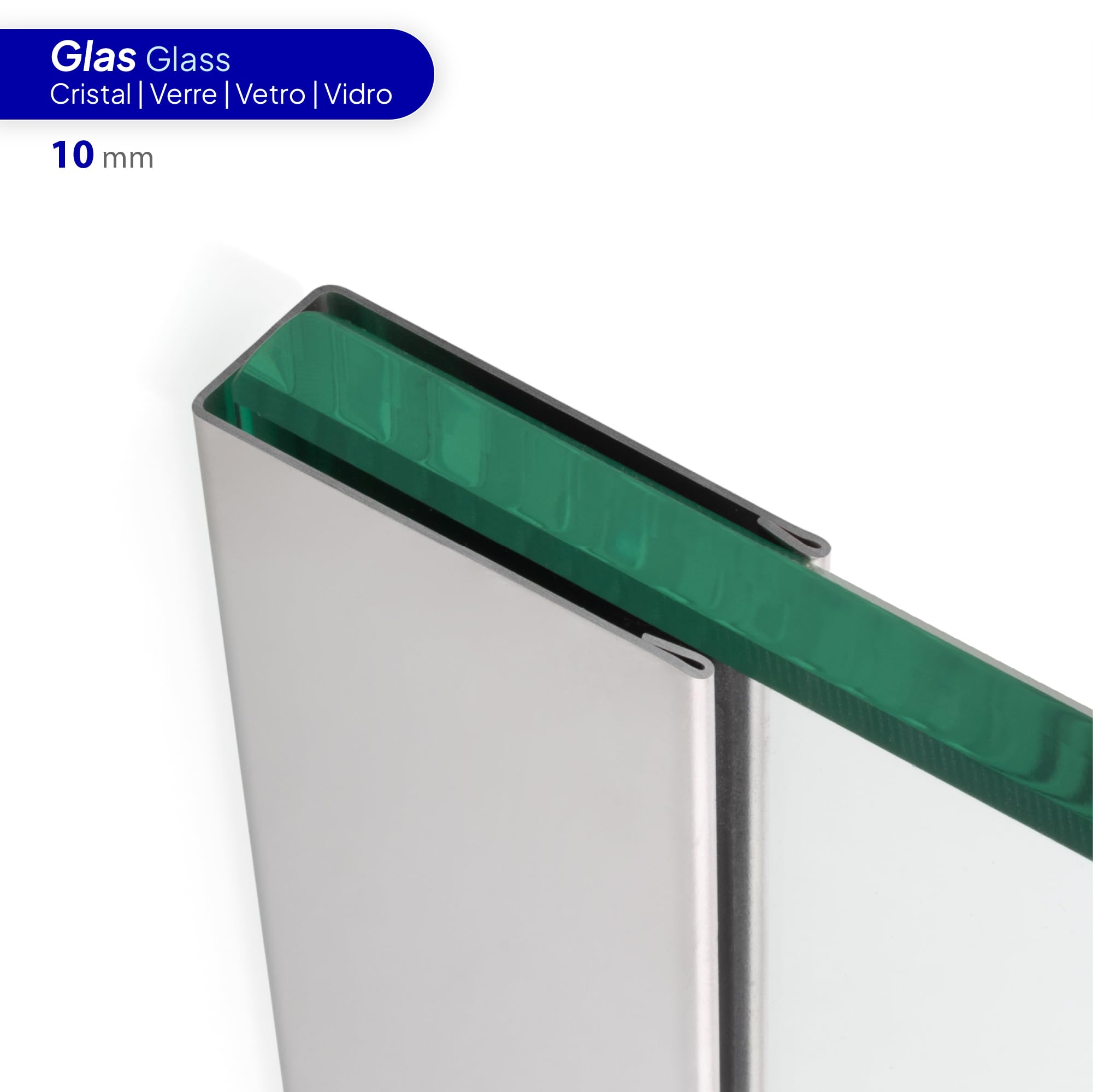 Perfil de Pared de Acero Inoxidable con Perforación para Mamparas de Ducha de 10 mm | Modelo U de 200 cm | Montaje Fácil y Seguro | Tornillería FISCHER Incluida